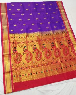 Priya Kadiyal Silk Paithani Purple and Red