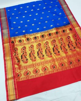 Priya Kadiyal Silk Paithani Royal Blue and Red