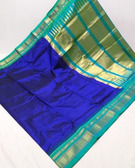 Pure Silk Erkal Paithani Blue and Sky Blue