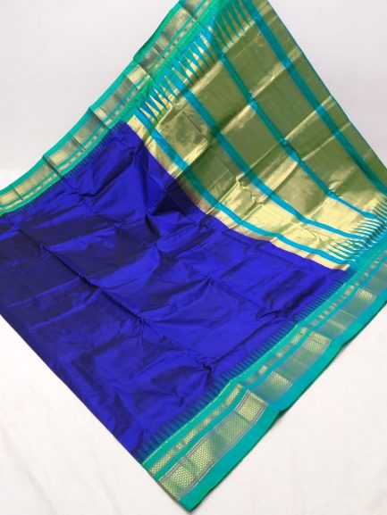 Pure Silk erkal Paithani blue and sky blue