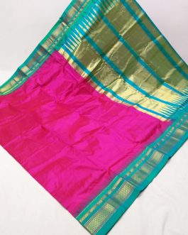 Pure Silk Erkal Paithani Pink and Sky Blue