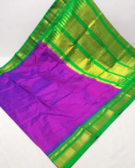 Pure Silk Erkal Paithani Purple and Parrot Green