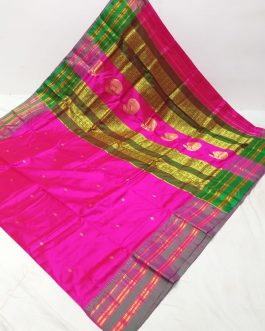 Pure Narayanpeth Silk Paithani Pink and Green