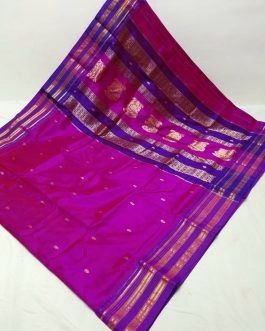 Pure Narayanpeth Silk Paithani Purple and Blue