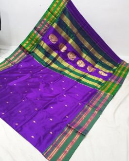 Pure Narayanpeth Silk Paithani Purple and Green