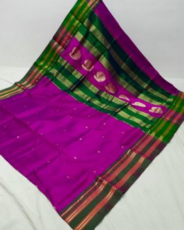 Pure Narayanpeth Silk Paithani Purple and Green