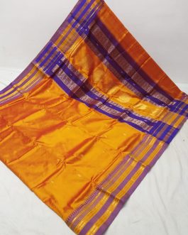 Pure Narayanpeth Silk Paithani Yellow and Blue