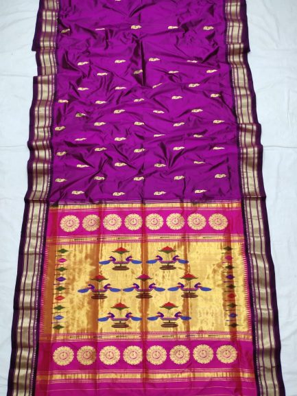 pure silk paithani purple