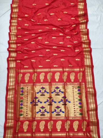 pure silk paithani red