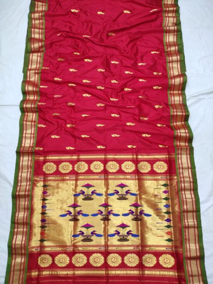 pure silk paithani red