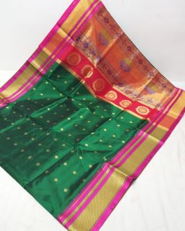 Sambhaji Silk Paithani Green and Pink