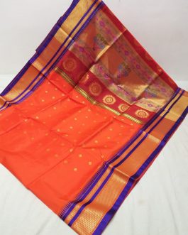 Sambhaji Silk Paithani Orange and Blue