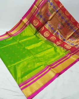 Sambhaji Silk Paithani Parrot Green and Pink