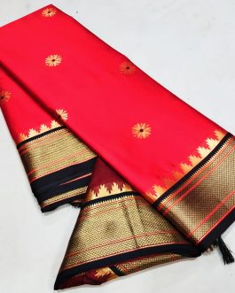 Maharani Sico Paithani Red and Black