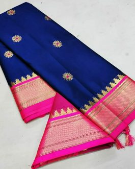 Maharani Sico Paithani Blue and Pink