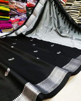 Kadiyal Sico Silk Paithani Black and Silver