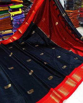 Kadiyal Sico Silk Paithani Black and Red