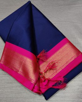 Kadiyal Sico Silk Paithani Blue and Pink