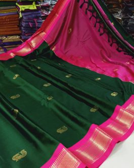 Kadiyal Sico Silk Paithani Green and Pink