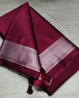 Kadiyal Sico Silk Paithani Wine and Silver