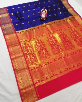 Star Mahalsa Paithani Blue and Red