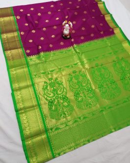 Star Mahalsa Paithani Purple and Parrot Green