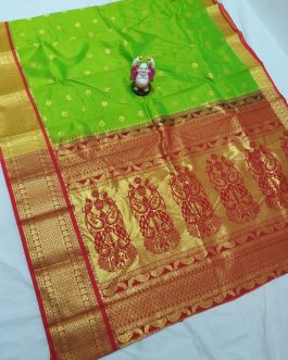 Star Mahalsa Paithani Parrot Green and Orange