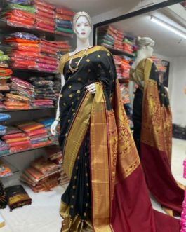 Star Mahalsa Paithani Black and Maroon