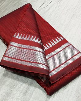 Katki Khan Saree Marron and Silver