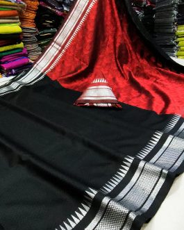 Katki Khan Saree Black and Red