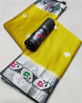 Asavali Border Sico Silk Paithani Yellow