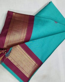 Dollar Sico Silk Paithani Sky Blue and Wine