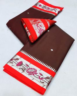 Lotus Sico Silk Paithani Brown