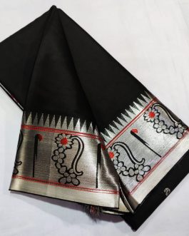 Nath Border Muniya Silk Paithani Black and Silver