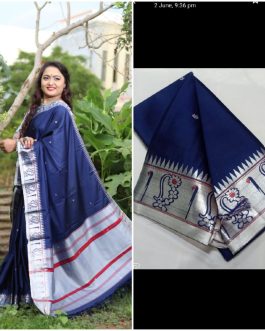 Nath Border Muniya Silk Paithani Blue and Silver