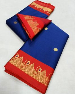 Nath Border Sico Silk Paithani Blue and Red