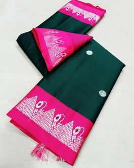 Nath Border Sico Silk Paithani Green and Pink