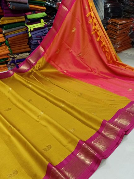 paithani border sico yellow pink