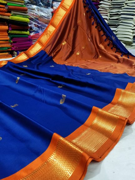 paithani border sico blue orange