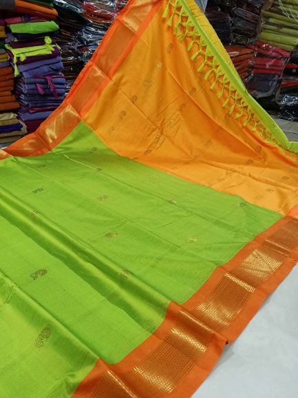 paithani border sico parrot orange