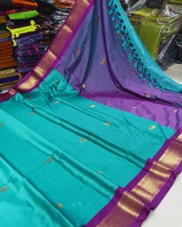 paithani border sico sky blue purple