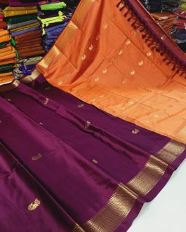 Paithani Border Sico Silk Paithani Wine and Orange