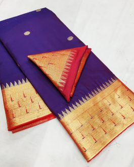 Triple Muniya Silk Paithani Purple