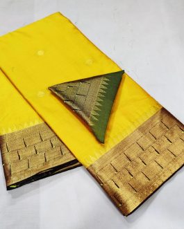 Triple Muniya Silk Paithani Yellow