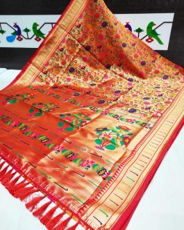 All Over Brocade Silk Paithani Red