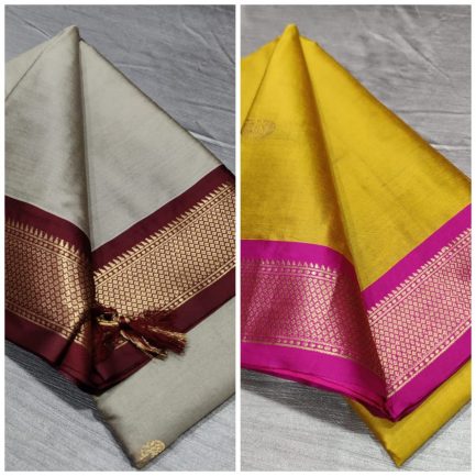 paithani border sico combo gray yellow