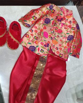 Paithani Brocade Baby Dress Jacket and Dhoti