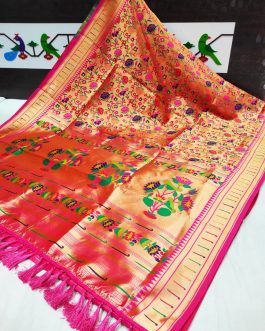 All Over Brocade Silk Paithani Pink