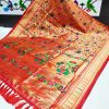 all over brocade silk paithani red